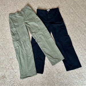 No Boundaries Women's Green and Black Cargo Pants (Both Pairs)